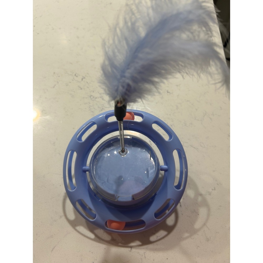 Unbranded Cat Interactive Track Ball Feather Wand Plastic OS Light Blue Toy